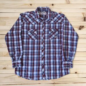 Vintage Wrangler Plaid Western Snap Shirt Cowboy Shirt XLT